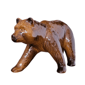 Zberateľská socha hnedého medveďa (Grizzly): Vintage keramika
