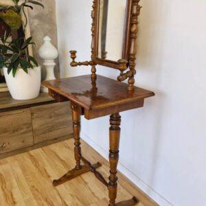 Náhľad Elegantný starožitný toaletný stolík s otočným zrkadlom (Biedermeier/Viktoriánsky štýl)