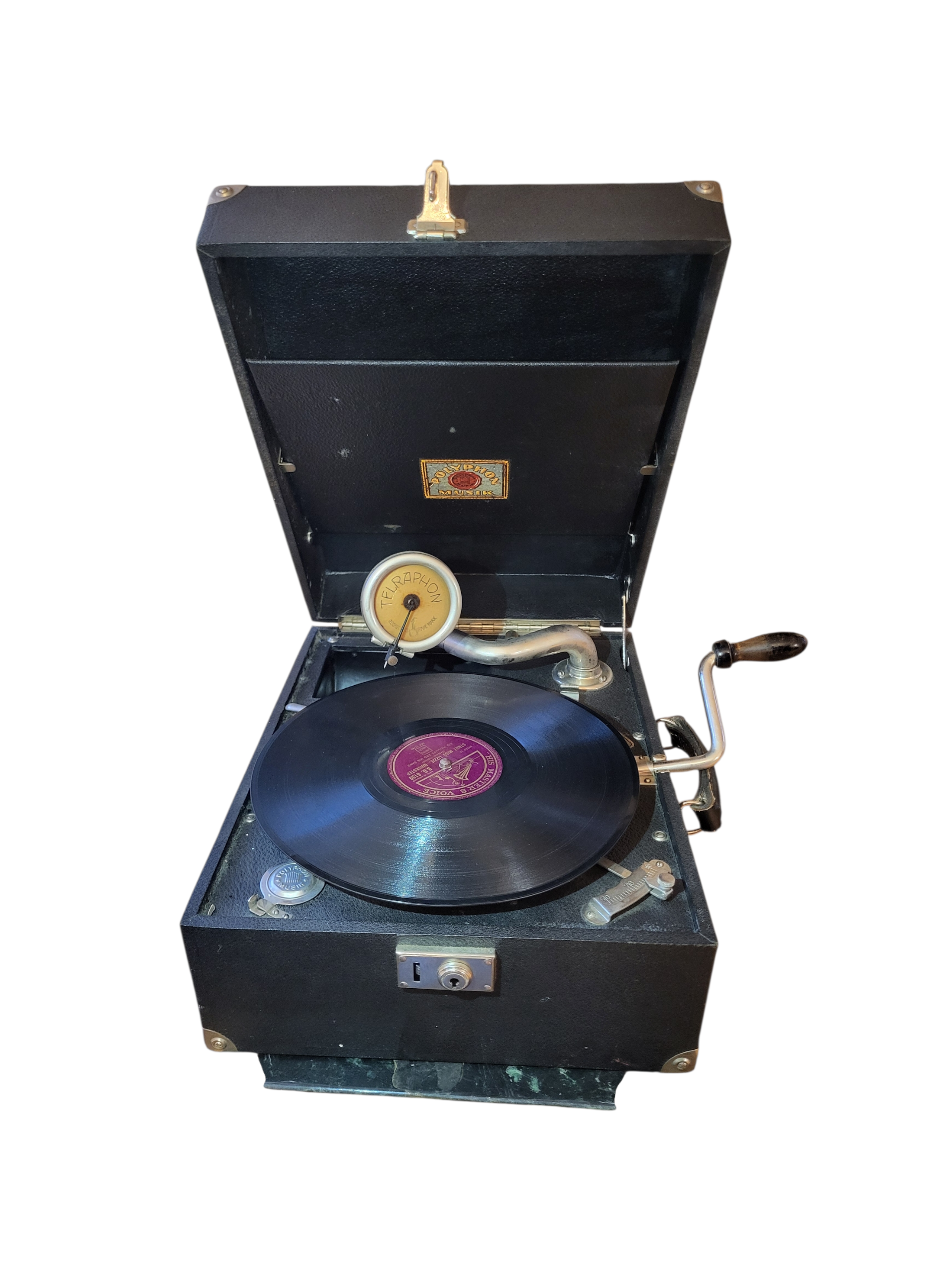 Starožitný kufríkový Gramofón "His Master's Voice" (HMV)