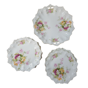 Starožitný porcelánový servírovací tanier a 6 dezertných tanierov, M.Z. Austria (Moritz Zdekauer)