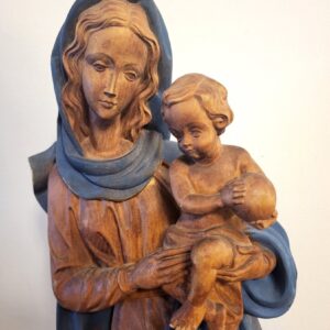 Náhľad Drevená socha Madony s Ježiškom – ručná práca