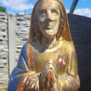 Náhľad Starožitná drevená sakrálna socha – Panna Mária / Madona (pôvodná polychrómia)