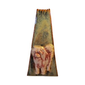 Retro keramická váza s 3D motívom psa (Chow-Chow) – Výška 26 cm