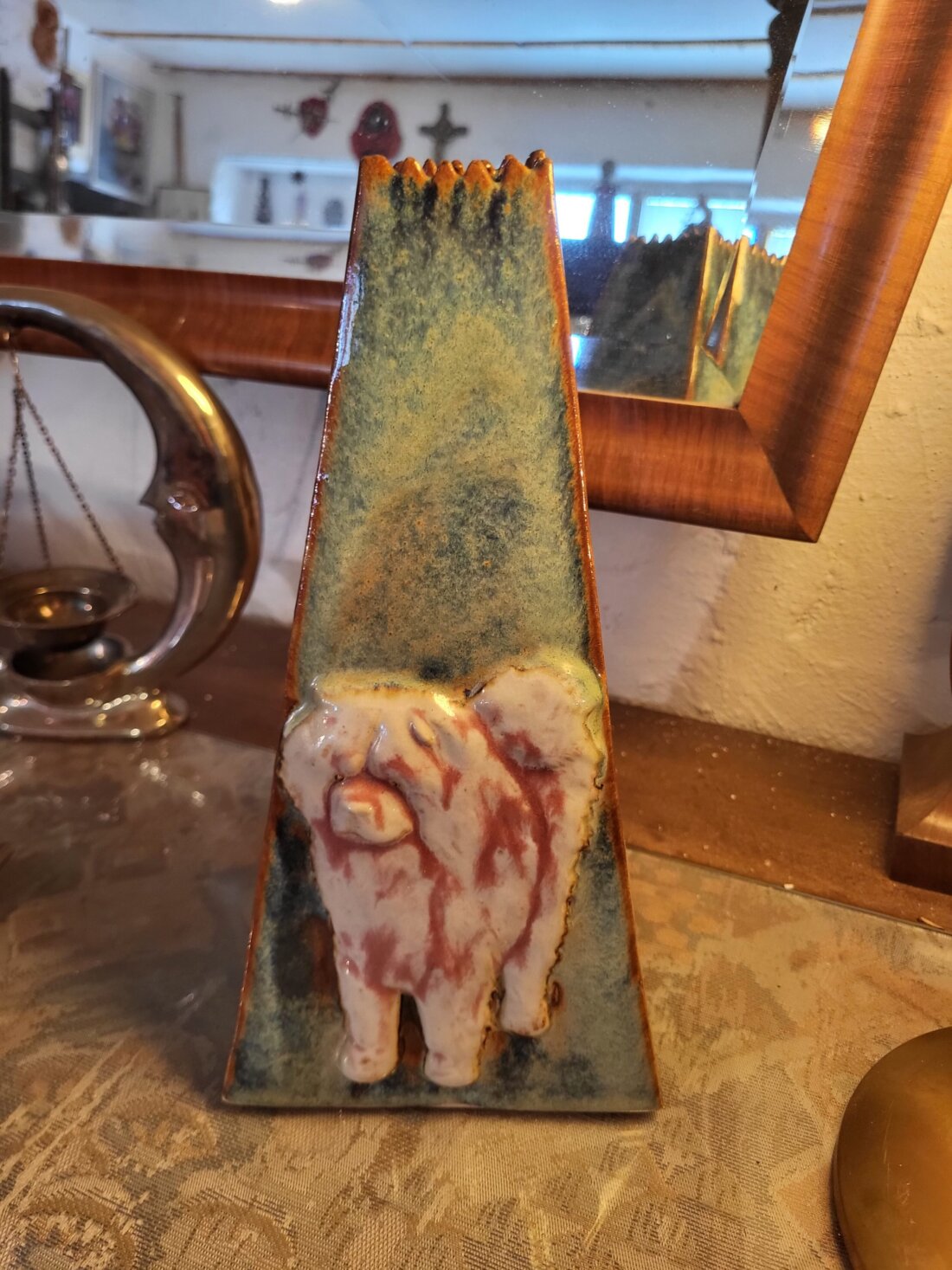 Retro keramická váza s 3D motívom psa (Chow-Chow) – Výška 26 cm – Obrázok 4
