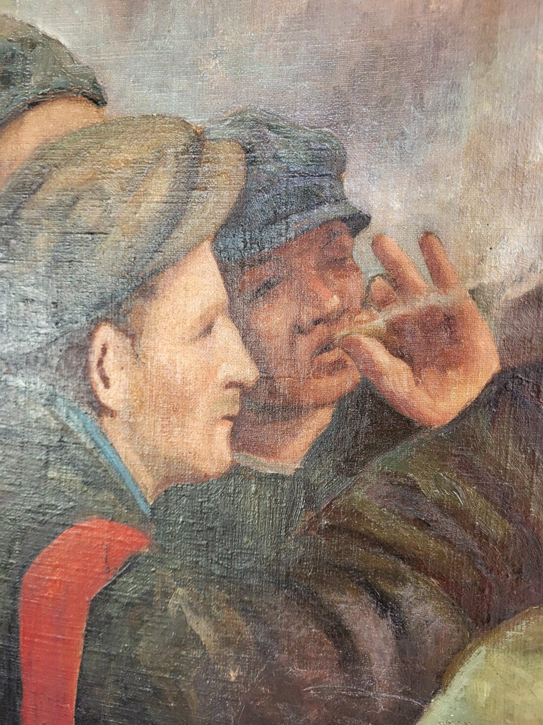 Monumentálny starý obraz – V. I. Lenin v Smolnom (Poctivá dobová olejomaľba) – Obrázok 4
