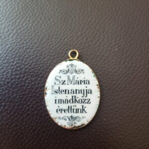 Náhľad Obojstranný starožitný zlatý medailón 14k (585) – Madona s anjelmi (Immaculata)
