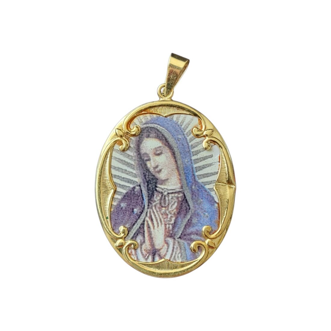 Starožitný zlatý medailón 585 (14k) – Madonka „Heilige Maria“