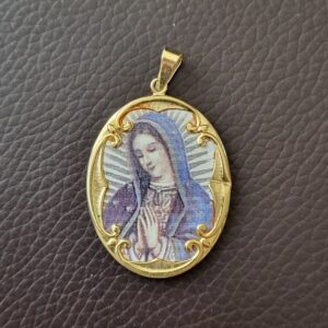 Náhľad Starožitný zlatý medailón 585 (14k) – Madonka „Heilige Maria“