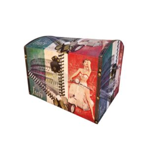 Štýlový úložný kufrík / truhlicu s retro motívom Talianska v tvare polvalca