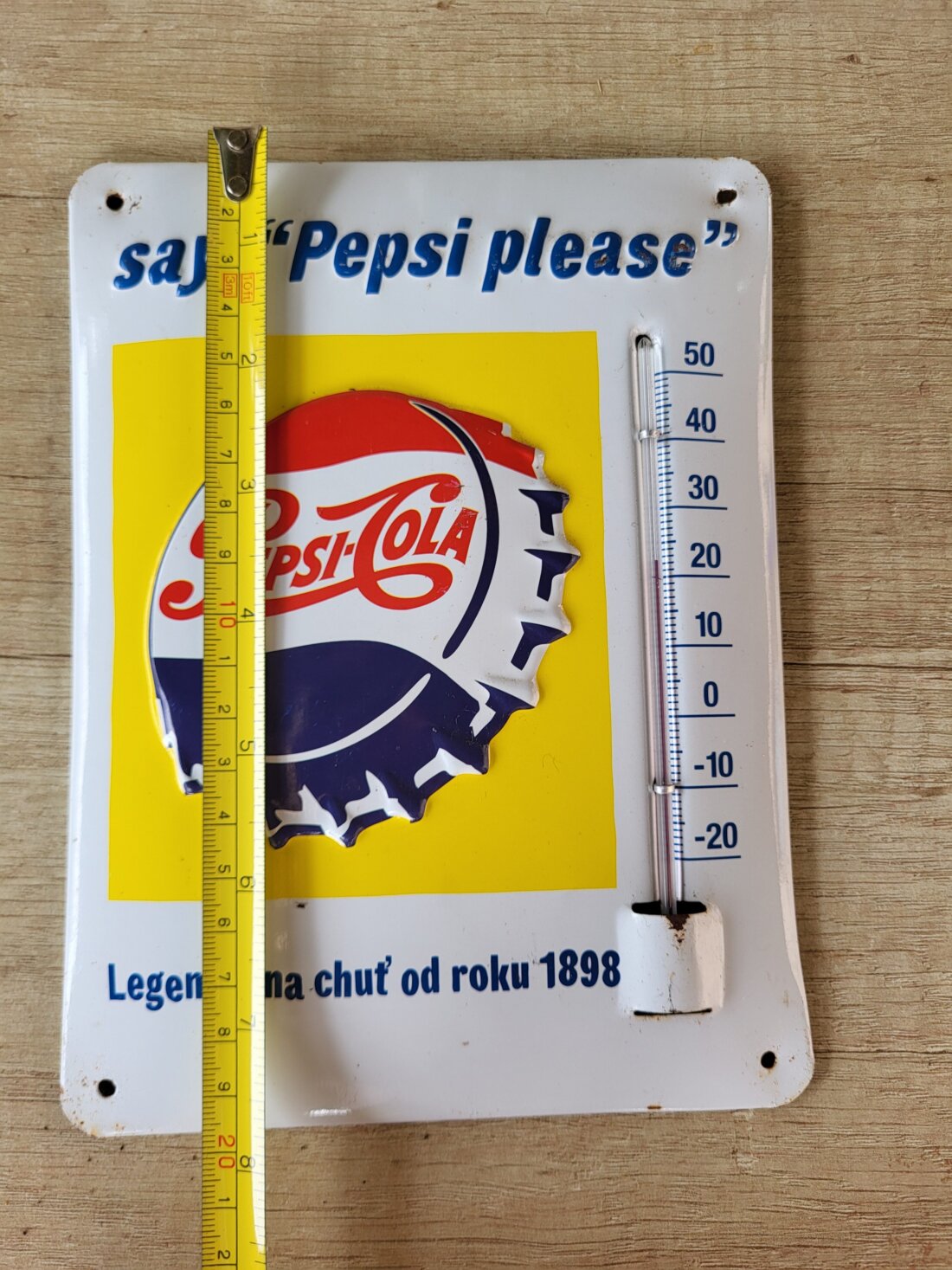 Retro plechová tabuľka s teplomerom – Pepsi-Cola (Say Pepsi Please) – Obrázok 5