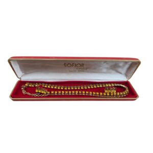 Luxusný vintage set šperkov SWISS MADE – náhrdelník + náušnice (50.-60. roky)