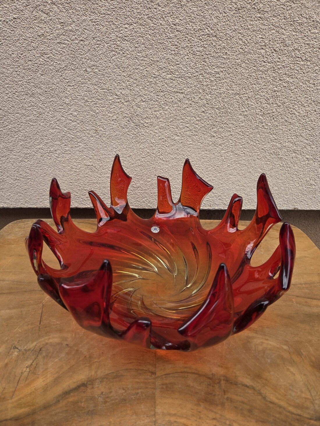 Veľká dizajnová misa „Inferno“ – Murano art glass, Taliansko (50.-60. roky) – Obrázok 2