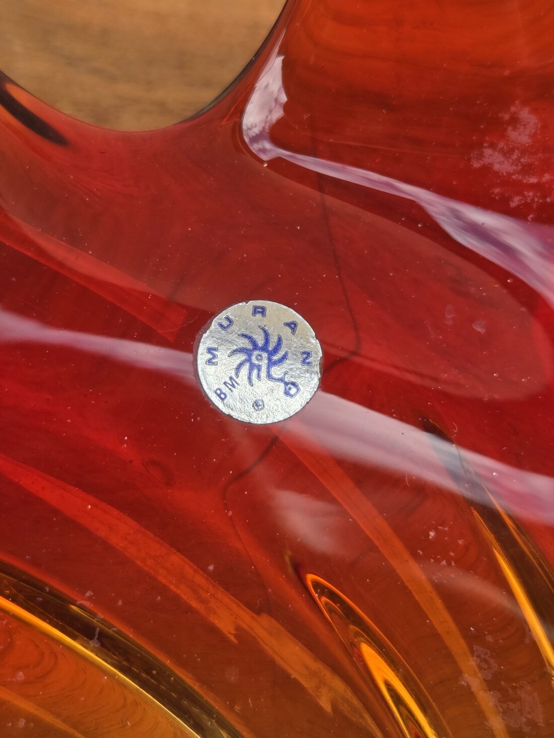 Veľká dizajnová misa „Inferno“ – Murano art glass, Taliansko (50.-60. roky) – Obrázok 4