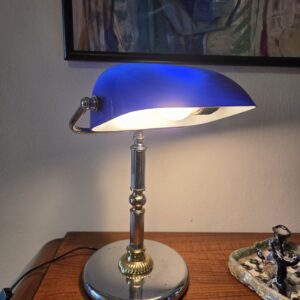 Náhľad Štýlová stolná bankárska lampa – modré sklo