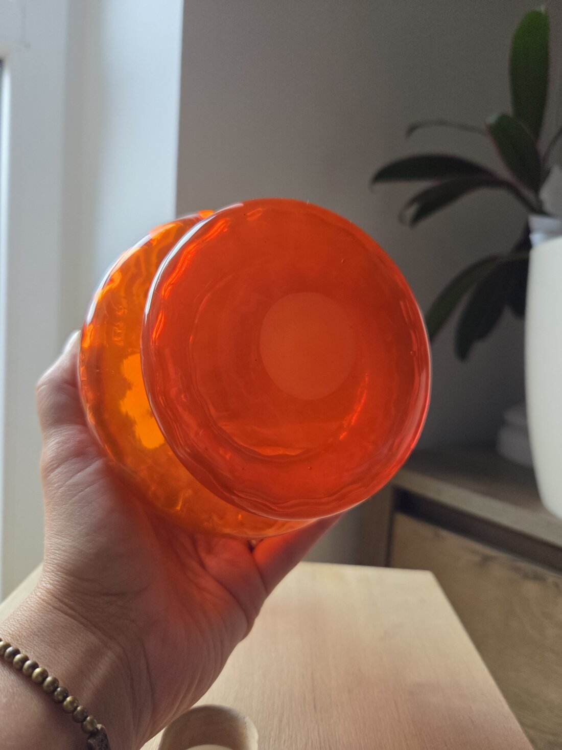 🍊 Zberateľská retro váza s uškami – Krakovský inštitút skla (70. roky) – Obrázok 3